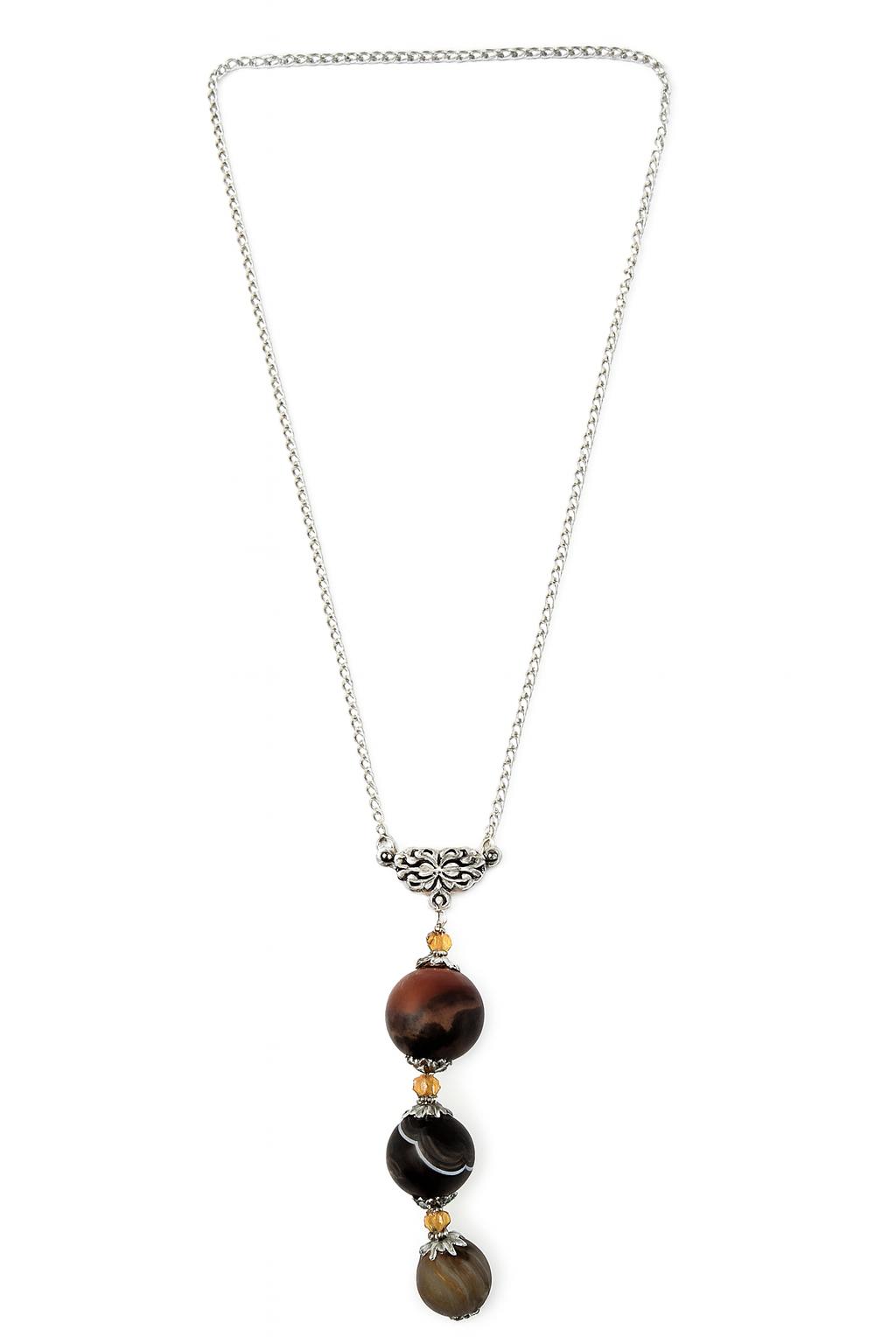 Vintage-Style Pendant Necklace with Dark Beads