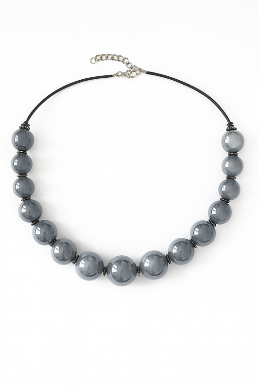 Handcrafted Glossy Brown Bead Statement Necklace