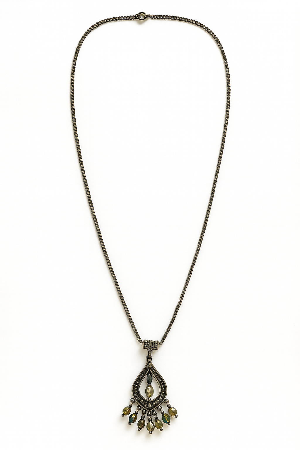 Vintage Amber Teardrop Pendant Necklace