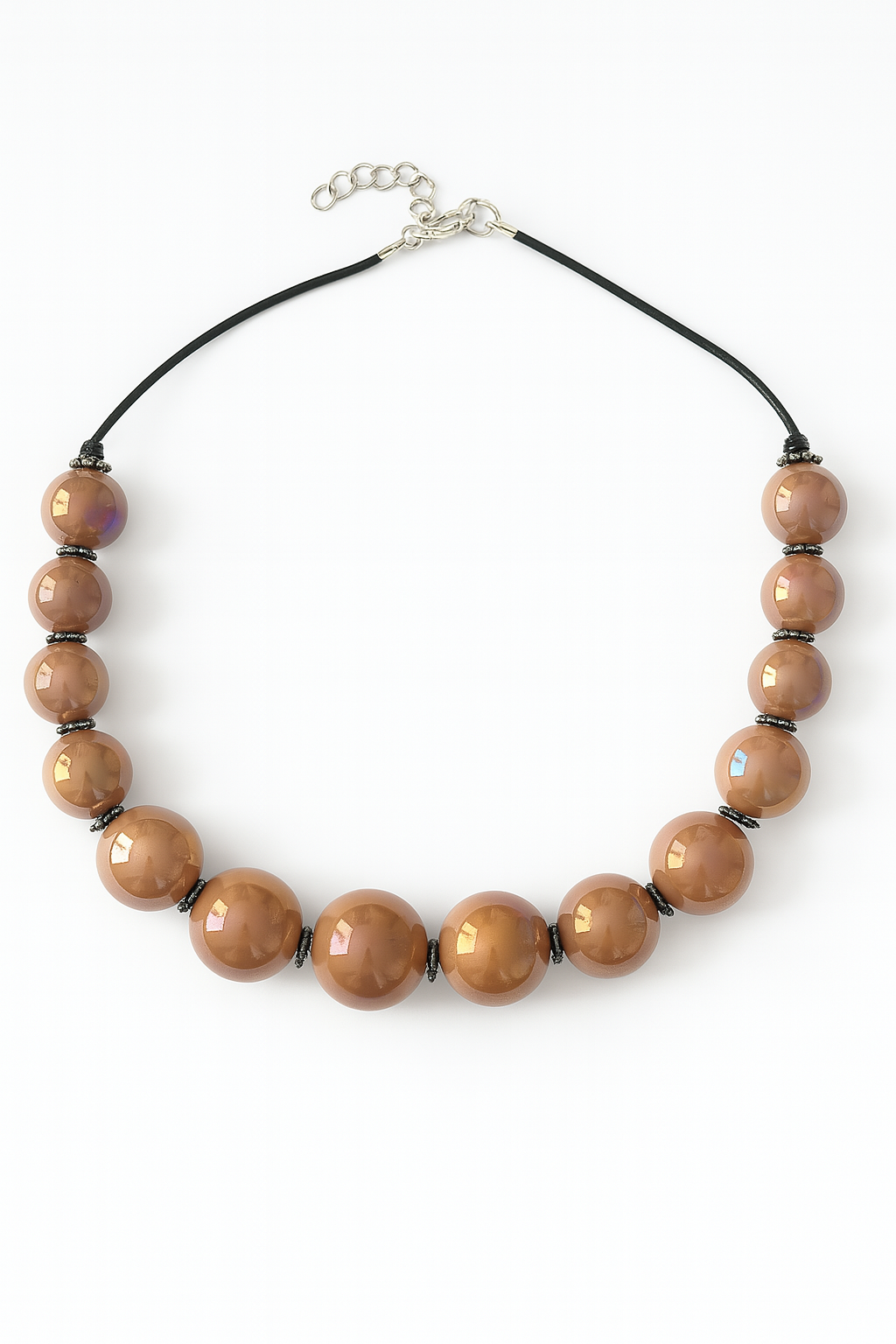 Handcrafted Glossy Brown Bead Statement Necklace