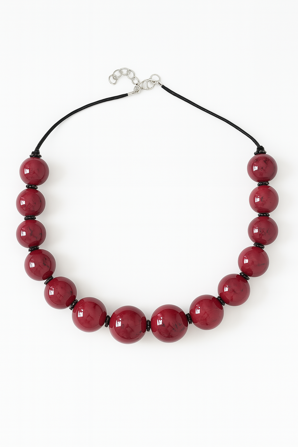 Handcrafted Glossy Brown Bead Statement Necklace