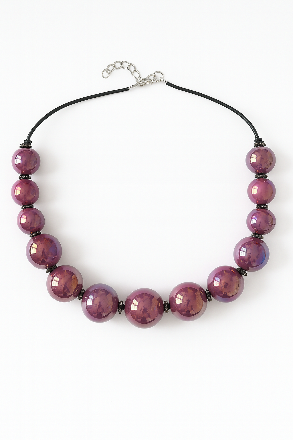 Handcrafted Glossy Brown Bead Statement Necklace