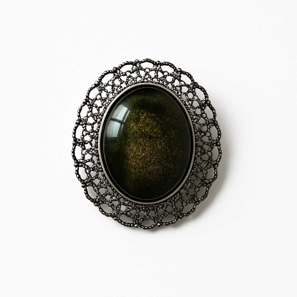 Vintage Amber Statement Brooch – Ornate Gold Frame, Antique-Inspired Glam Jewellery, Elegant Retro Accessory